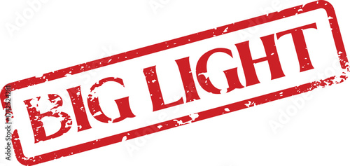 Vintage inspired red rubber stamp effect displaying the words Big Light with grunge texture