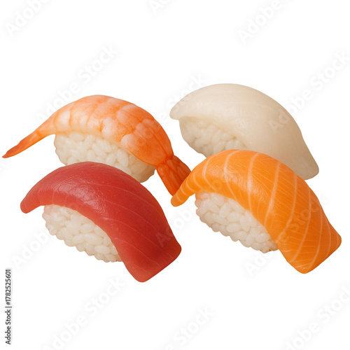 3D Assorted Sushi Nigiri Isolated on White Background