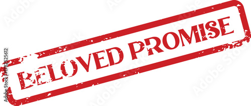 Distressed red rectangular stamp impression displaying the important phrase Beloved Promise for commitment ideas