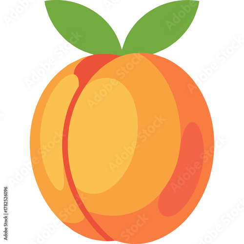 Bright Yellow Nectarine Vector Icon with Transparent Background