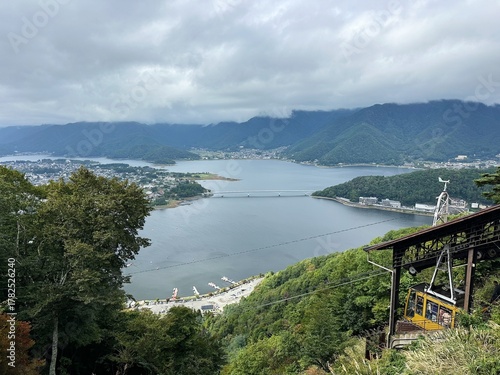 View of Lake Kawaguchi from Mount Tenjo Ropeway, Japan