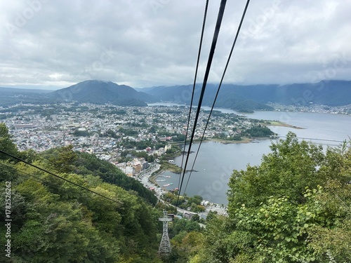View of Lake Kawaguchi from Mount Tenjo Ropeway, Japan