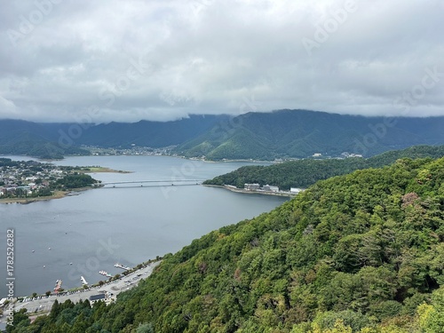 View of Lake Kawaguchi from Mount Tenjo Ropeway, Japan