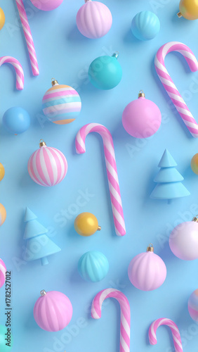 Groovy Retro Repeat, Christmas: Whimsical ornaments and swirling candy canes evoke festive cheer, creating Funky Christmas with psychedelic pattern