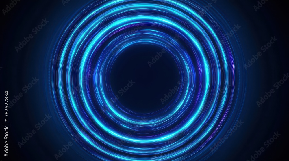 Fototapeta premium Abstract Blue Light Wave Circular Design on Dark Background for Modern Artwork, Technology, and Futuristic Concepts Illustrations and Backgrounds