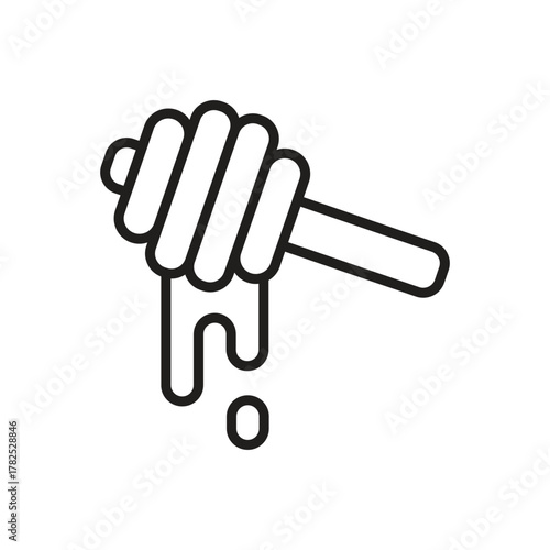 A honey dipper with dripping honey rendered in a clean line art style