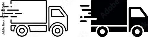 Fast delivery truck icon set in vector format depicting speed and efficiency