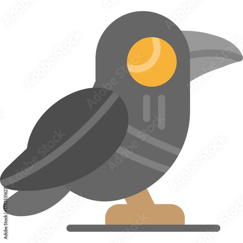 Black Crow Sitting on Branch in Dark Forest
