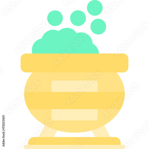 Witch’s Cauldron Bubbling with Green Potion and Smoke
