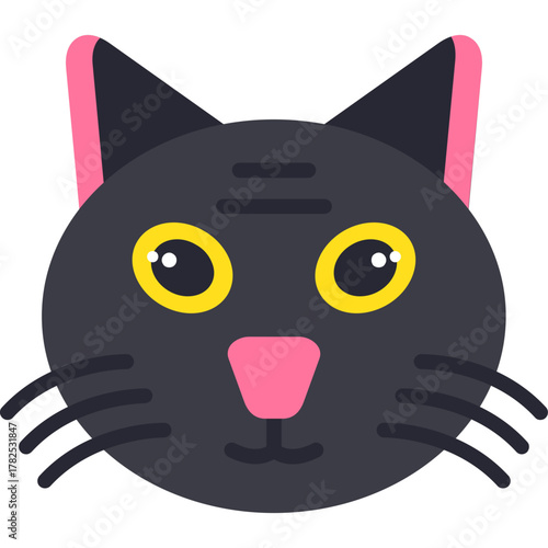 Black Cat with Glowing Eyes Sitting in Darkness
