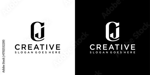CJ or JC initial letter logo design vector