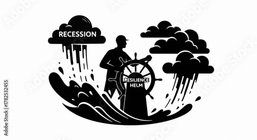 Navigating turbulent economic storms with strong leadership and resilience.