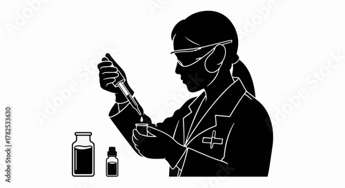 Scientist carefully uses pipette to transfer liquid in laboratory setting