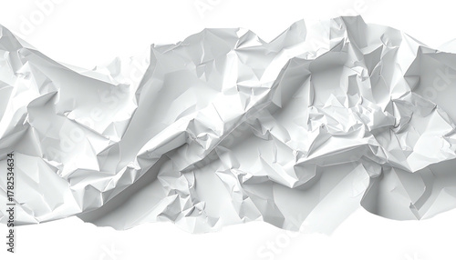 Close-up of intensely crumpled, white paper against a stark black background