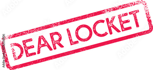 Vibrant red distressed rubber stamp with the heartfelt message DEAR LOCKET for personal notes