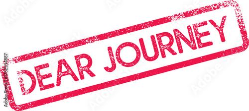 Distressed Red Rubber Stamp with Text Dear Journey Communicating Inspirational Themes