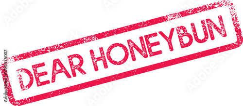 Distressed Red Rubber Stamp with Text Dear Honeybun Communicating Sentimental Feelings