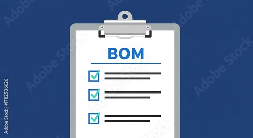Bill Of Materials Checklist on Clipboard