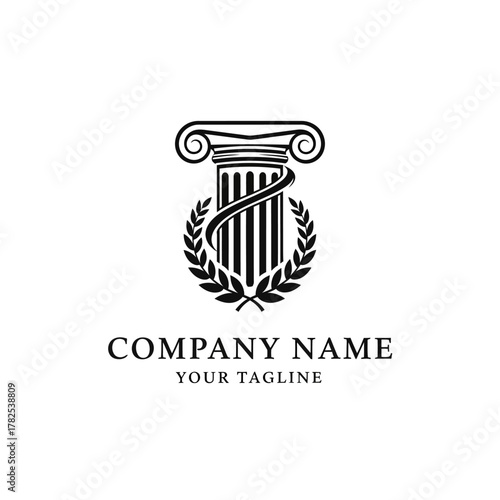 Elegant pillar logo design representing law firm or legal services.