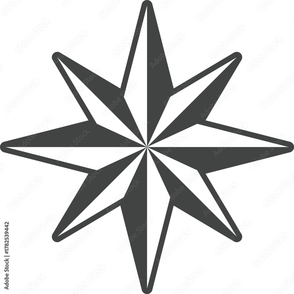 Fototapeta premium 8 Pointed Star , perfect for logos, branding, or design projects symbolizing guidance, excellence, direction, or celestial themes with a modern geometric aesthetic.