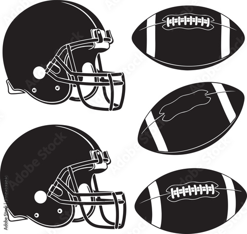 Collections of american football helmet silhouettes vector illustration, Football helmet silhouette vector 