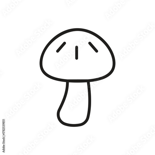 Blackoutlined mushroom with three dashes on cap