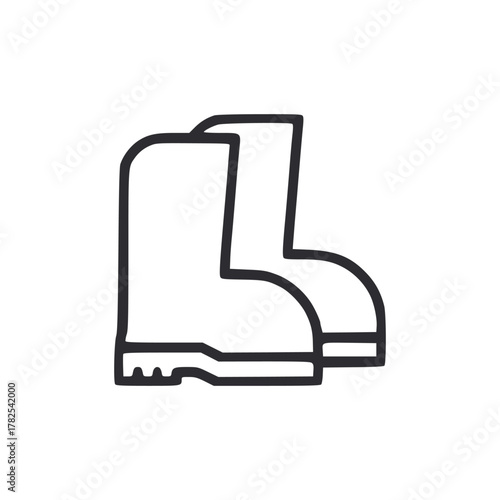 Two rubber boots are depicted in outline