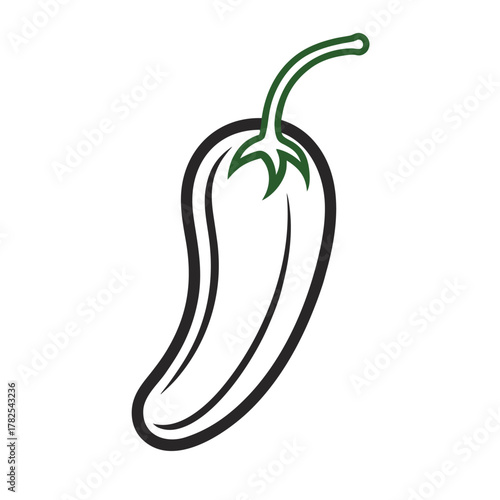 Green Chili Pepper Outline – Vector Drawing