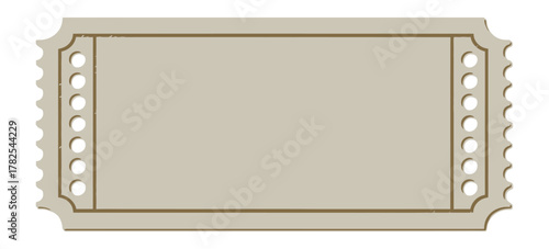 Old vintage ticket template realistic vector artwork of blank retro ticket on beige textured paper