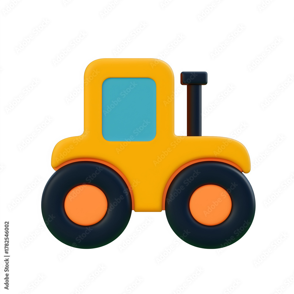 Naklejka premium Toy tractor flat 3d icon