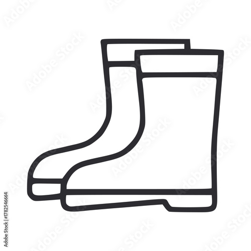 Outline of two Wellington boots one slightly behind the other facing to the right