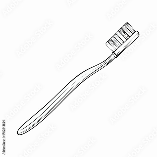 Black and white illustration of a toothbrush isolated on white background