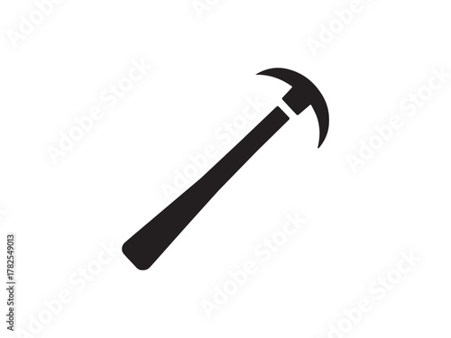 Simple Black and White Illustration of a Hammer solid black silhouette hammer white background hammer tool construction repair carpenter woodworking DIY icon silhouette.