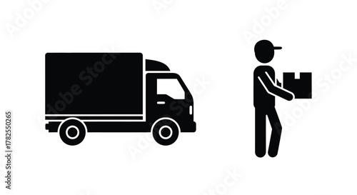 Delivery service with a truck and a person carrying a package