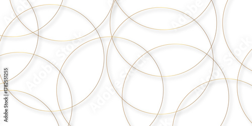Abstract background golden circle stock line with shadows. abstract artistic geometric background Gold circles abstract seamless vector pattern. Minimal style white website banner, decoration Vector. 