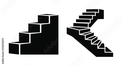 Fotografija Black and white illustration depicting two distinct staircase designs