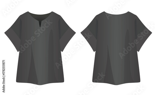 Woman v neck t shirt. vector	