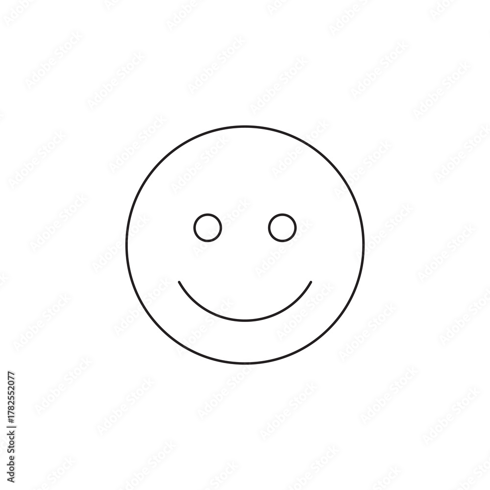 Fototapeta premium Smiling Happy Face Simple Positive Emoticon Outline Icon