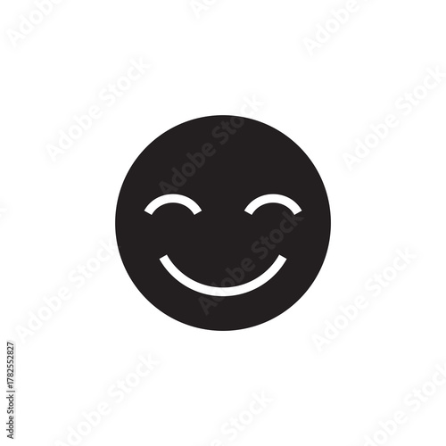 Laughing Face Closed Eyes Joy Emoticon Solid Black Icon