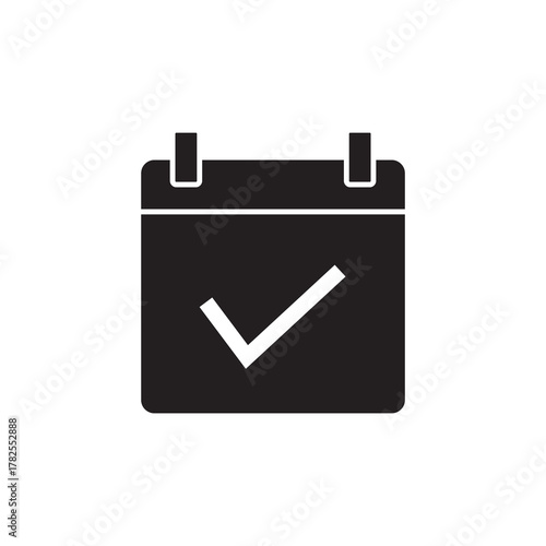 Confirm Complete Calendar Date Solid Check Mark Icon