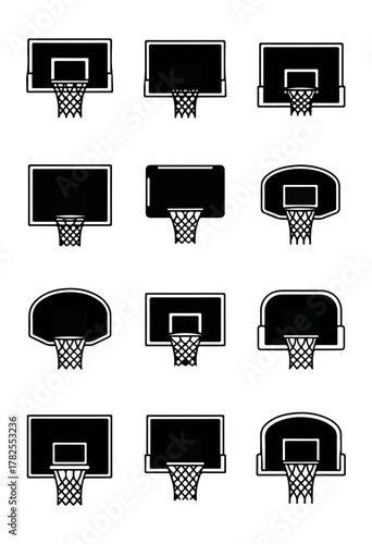 Basketball hoops set collection of vector illustrations