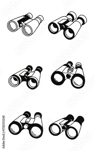 Binoculars collection illustration vector set