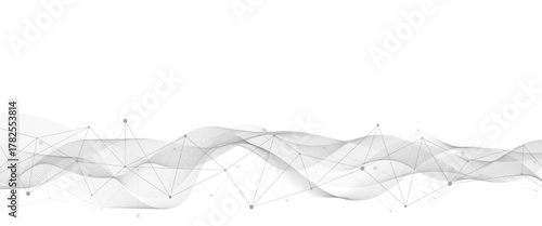 Abstract geometric background with connecting dot and lines with low poly triangle shapes with waves. Mesh Background Vector design digital technology concept Global network connection data structure.