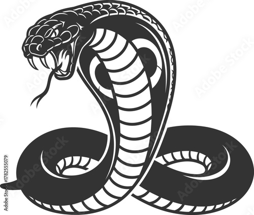 Black silhouette of a cobra snake vector