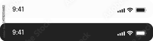 Mobile phone status bar interface showing time wifi signal and battery level for ui design asset resource on transparent background