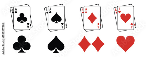 Playing card gambling including spade, clover, heart, and diamond
