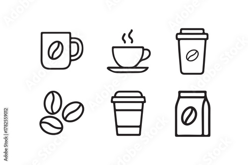 Coffee icon set on white background.
