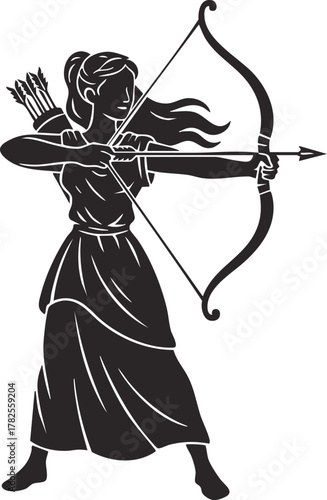 Greek Gods and Goddess Artemis vector illustration 