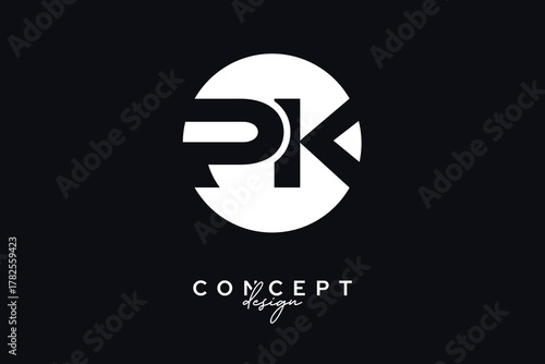 PK Creative Negative Space Circle Monogram Logo Design	