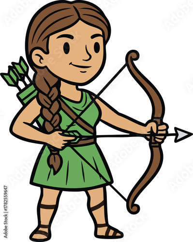 Greek Gods and Goddess Artemis vector illustration 